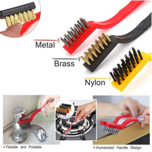 Mini Wire Brush Set - Brass, Nylon, Steel for Cleaning & Rust Removal (3 Pcs Set) - Justgrabit Inc.