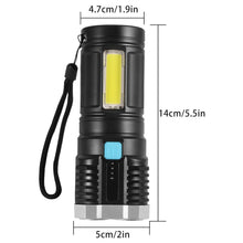 Multifunctional Strong 4 LED Torch Light, Portable Rechargeable Flashlight Long Distance Beam Range 800 Lumens COB Light 4 Mode Emergency for Hiking, Walking, Camping (4 LED Torch) - justgrabit.in | Just Grab It