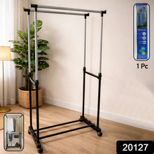 Double Pole Adjustable Garment Stand (1 Set) - justgrabit.in | Just Grab It