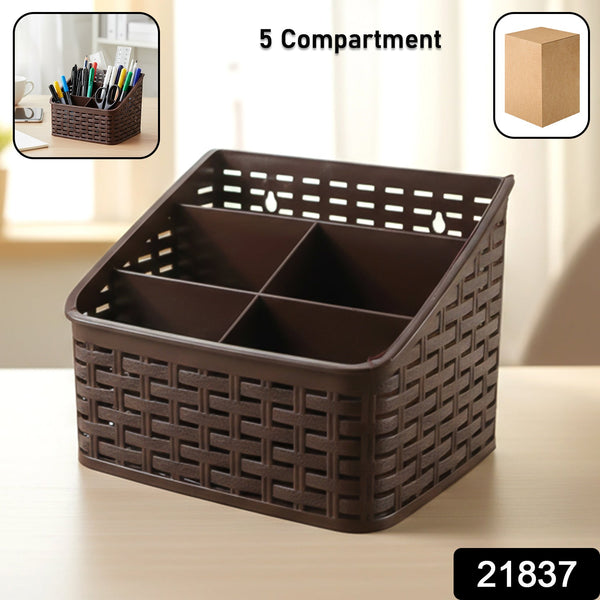 5 Compartment Multipurpose Desk Organizer Basket (1 Pc) - justgrabit.in | Just Grab It