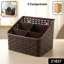 5 Compartment Multipurpose Desk Organizer Basket (1 Pc) - justgrabit.in | Just Grab It