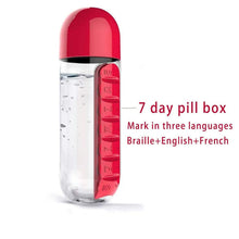 Water Bottle with Built - in 7 - Day Pill Organizer Approx 900ml (1 Pc) - justgrabit.in | Just Grab It