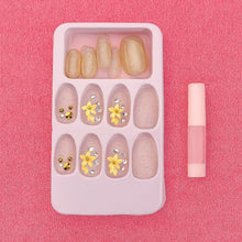 Glitter 3D Floral Press - On Artificial Nail Tips with Nail Glue fake nails (1 Set) - justgrabit.in | Just Grab It