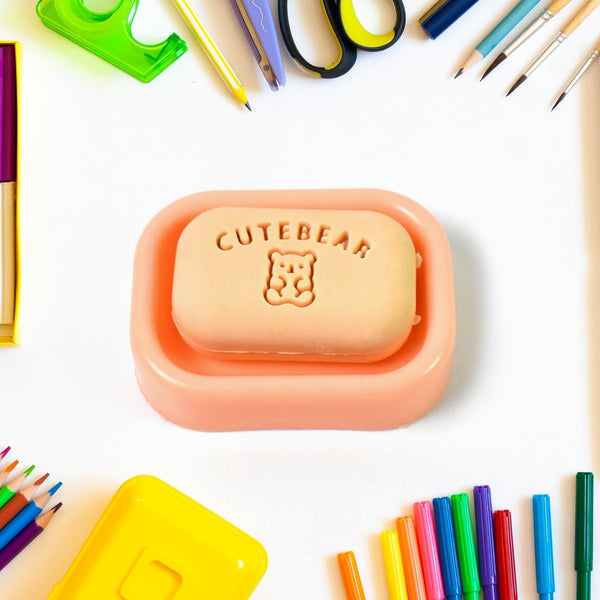 Cute Soap Shaped Erasers With Plastic Case (1 Pc / With Case) - justgrabit.in | Just Grab It