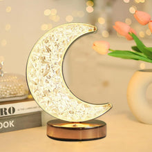 Crystal Table Lamp | Moon Shape Touch Control Lamp with 3 Color | Metal Bedside Lamp for Kids Bedroom Romantic Desktop Nightstand | Stepless Dimming USB Charging Touch Night Light - Justgrabit Inc.