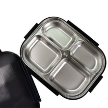 Black Transparent 4 Compartment Lunch Box for Kids and adults, Stainless Steel Lunch Box with 4 Compartments. - Justgrabit Inc.