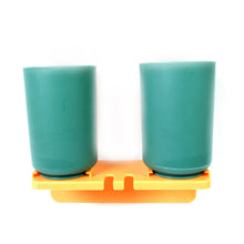 Multipurpose Wall Mount Toothbrush Holder Plastic Stand With 2 Cup (1 Set) - justgrabit.in | Just Grab It