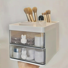 2 Layer 5 Compartment Desk Organizer with Transparent Drawer (1 Pc / 15×13×11 Cm) - justgrabit.in | Just Grab It