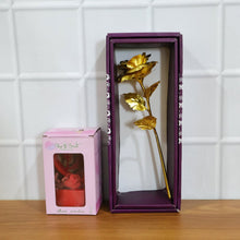 Heart Love Decorative Showpiece with Golden Rose Flower Gift Set (2 Pc) - justgrabit.in | Just Grab It