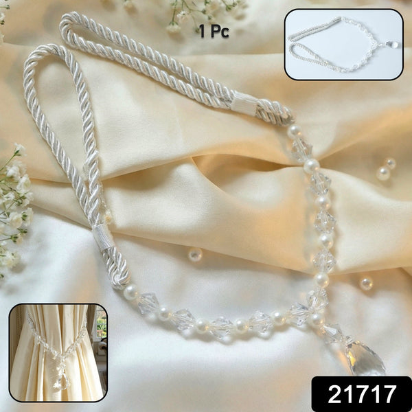 Luxury Crystal and Pearl Beaded Curtain Tieback (1 Pc) - justgrabit.in | Just Grab It