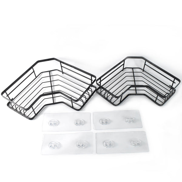 Iron Coating Self - Adhesive Corner Shelf Organizer (2 Pc) - justgrabit.in | Just Grab It