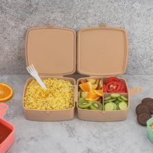 Double - Layer Square Lunch Box with Spoon , 4 Compartment Tiffin & Push Lock , Plastic Tiffin Box for Travelling, School Kids & Office Exclusive, Home - Justgrabit Inc.