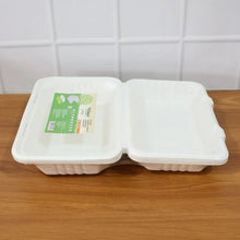 FresheeClamshell Takeaway Compostable Bagasse Food Box 9x6x3 Inch – 10 Pcs Pack - justgrabit.in | Just Grab It