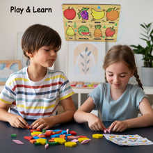 Wooden Fruits Puzzle Learning Educational Board (1 Set / 28×20 Cm) - justgrabit.in | Just Grab It