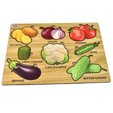 Wooden Vegetable Puzzle Learning Educational Board (1 Set / 28×20 Cm) - justgrabit.in | Just Grab It