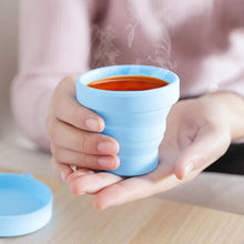 Round Silicone Foldable Glass / Cup, Foldable Travel Mug With Lid (1 Pc) - justgrabit.in | Just Grab It