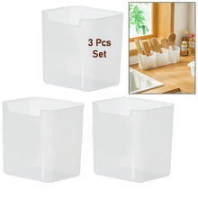 3Pcs Clear Plastic Organizer Storage Versatile Kitchen Drawer Organizer Tray for Desk, Makeup, Bathroom, Kitchen Pantry Cabinet - Justgrabit Inc.