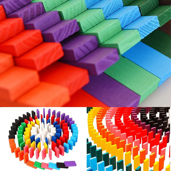 DOMINO BLOCKS SET MULTICOLOR WOODEN TOY BUILDING INDOOR GAME TOY - justgrabit.in | Just Grab It