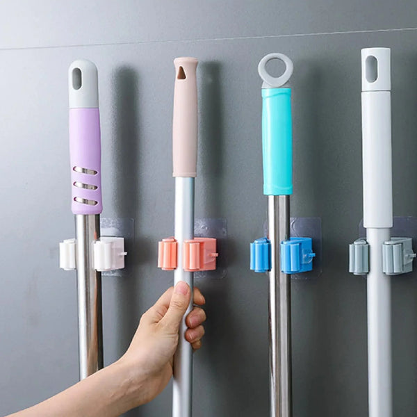 Magic Sticker Series Self Adhesive Mop and Broom Holder - justgrabit.in | Just Grab It