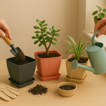 Trendy Square Plastic Flower Pots Set of 5 - justgrabit.in | Just Grab It