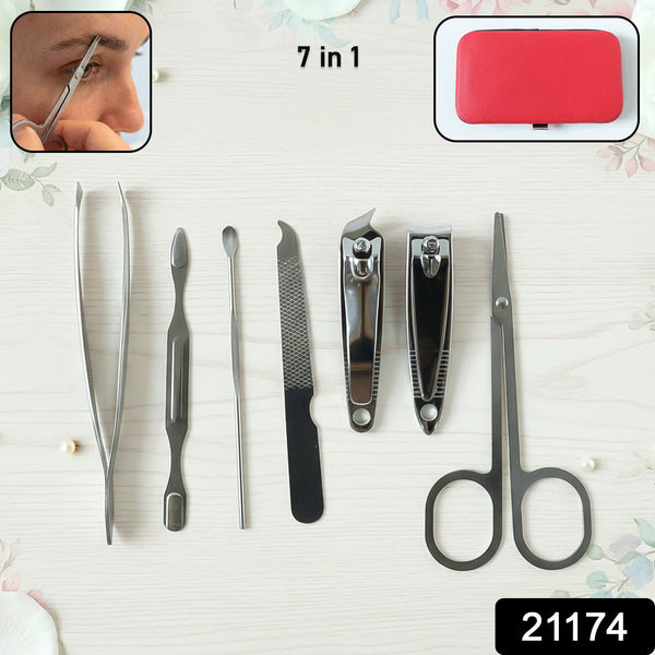 7 in 1 Stainless Steel Manicure Pedicure Grooming Kit - justgrabit.in | Just Grab It