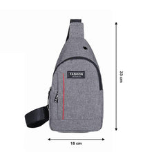 Waterproof Anti - Theft Crossbody Fanny Pack USB Charging & Earphone Hook (Grey/Blue) - justgrabit.in | Just Grab It