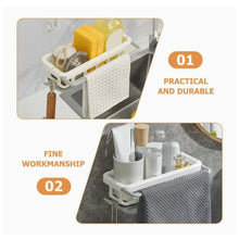 Multipurpose Platic Hanging Drain Rack Retractable Sponge Storage Hanging Rack With Adhesive Hook for Kitchen and Bathroom Dishcloth Holders Basket Drying Tray Organizer - Justgrabit Inc.