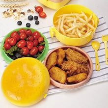 Burger Shape Lunch Box – Double Layer 1000ml Food Container with 2 Spoons for Kids - Justgrabit Inc.