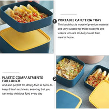 GREEN DOUBLE - LAYER PORTABLE LUNCH BOX STACKABLE WITH CARRYING HANDLE AND SPOON LUNCH BOX , Bento Lunch Box - Justgrabit Inc.
