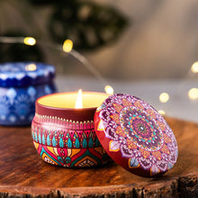 Premium Decorative Mandala Printed Metal Candle Container (4 Pc) - justgrabit.in | Just Grab It
