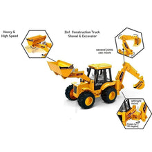 LALA Friction Powered JCB Style Backhoe Loader Construction Toy Truck for Kids (1 Pc) - justgrabit.in | Just Grab It