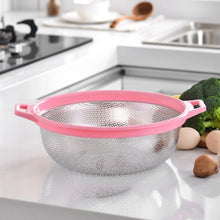 Stainless Steel Colander with Handle - Large Metal Mesh Basket Strainer (1 pc) - Justgrabit Inc.