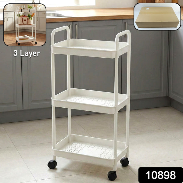 3 Layer Multipurpose Rolling Storage Trolley (1 Pc) - justgrabit.in | Just Grab It