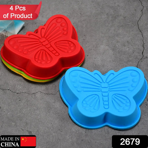 Butterfly Shape Cake Cup Liners I Silicone Baking Cups I Muffin Cupcake Cases I Microwave or Oven Tray Safe I Molds for Handmade Soap, Biscuit, Chocolate, Muffins, Jelly – Pack of 4 - justgrabit.in | Just Grab It