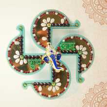Golden Swastik Shubh Labh Wall Hanging with Ganesh Idol (1 Pc) - Justgrabit Inc.