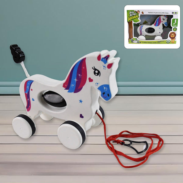 Pull Along Toy Unicorn | Pull String Toys for Babies - justgrabit.in | Just Grab It