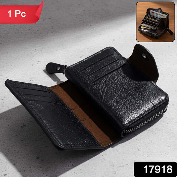 Premium Black Zip - Around Card Holder Wallet (1 Pc) - justgrabit.in | Just Grab It