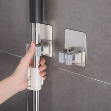 Stainless Steel Mop Broom Holder Organizer, With Glue 6gm Adhesive Wall Mounted Mop Organizer Storage Rack Clip Heavy Duty Broom Hanger for Laundry Room Garden Tool Holder Bathroom Accessories (1 Pc) - Justgrabit Inc.