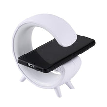 Smart Alarm Clock with G - Shape RGB Light Bluetooth Speaker, Wireless Charging (1 Pc) - justgrabit.in | Just Grab It