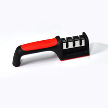 Manual Red & Black Knife Sharpener 3 Stage Sharpening Tool for Ceramic Knife and Steel Knives. - Justgrabit Inc.