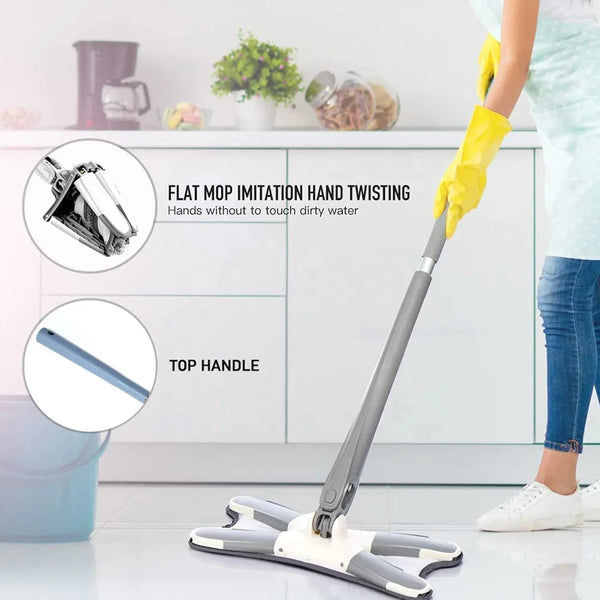 Adjustable 360° Flat Hand Mop: Floors, Walls, Ceilings (Easy Squeeze) - Justgrabit Inc.