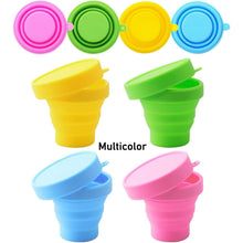 Round Silicone Foldable Glass / Cup, Foldable Travel Mug With Lid (1 Pc) - justgrabit.in | Just Grab It