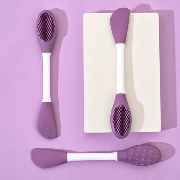 Double - Headed Silicone Mask Brush – Facial Cleansing & Mask Application Tool (1 Pc) - Justgrabit Inc.