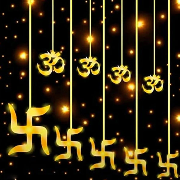 Swastik om Curtain Decorative Lights, String Lights with 12 Hanging Props138 LED, Diwali Decoration Items for Home Decor, Night Light, Room Lights for Bedroom, Balcony Decor. - justgrabit.in | Just Grab It