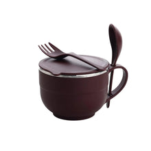 Noodles & Soup Bowl with Spoon and fork Handle Spoon Holder, Stainless Steel Bowl and Spoon Set, Stainless Steel Storage - Justgrabit Inc.