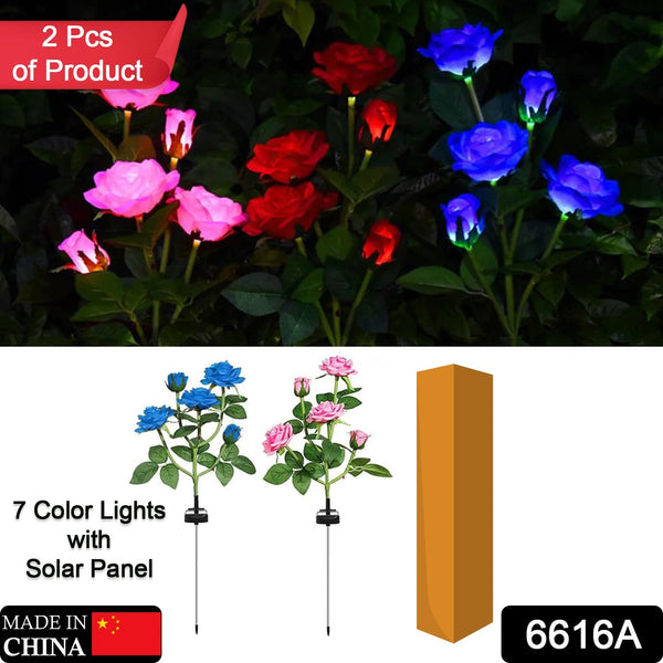 Garden Solar Outdoor Rose Lights Decorative Holiday Decoration (2 Pcs Set) - justgrabit.in | Just Grab It