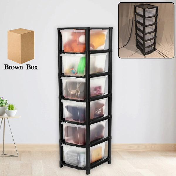 6 - Layer Modular Plastic Drawer Storage Cabinet - Justgrabit Inc.