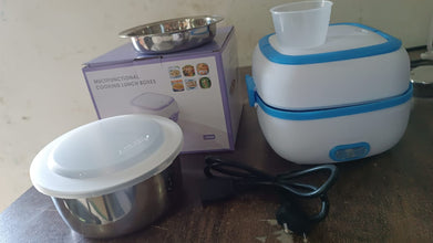 Electric Lunch Box, 3 In 1 Food Heater / Cooker / Steamer with Stainless (1 Set) - justgrabit.in | Just Grab It