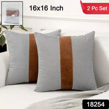 Pillow Covers, leather & cotton Cushion Covers (16 × 16 Inch / 1 Pair / 2 Pc) - justgrabit.in | Just Grab It