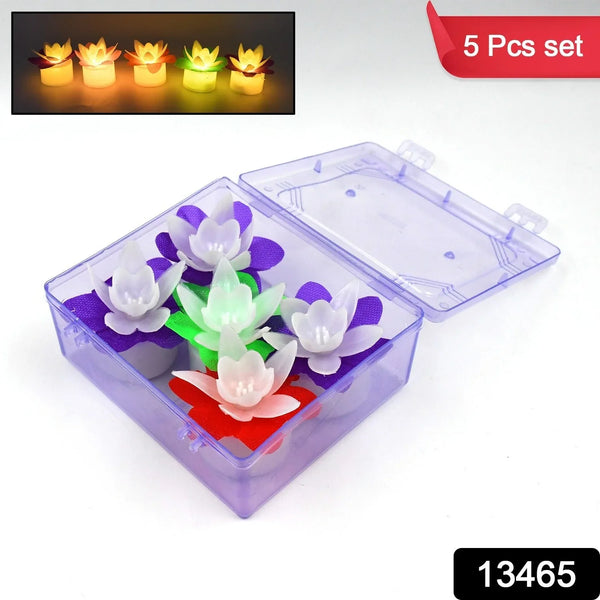 Decoration Candles/Led Diwali Decor Lotus Flower Candle, Diwali (5 Pc) - justgrabit.in | Just Grab It